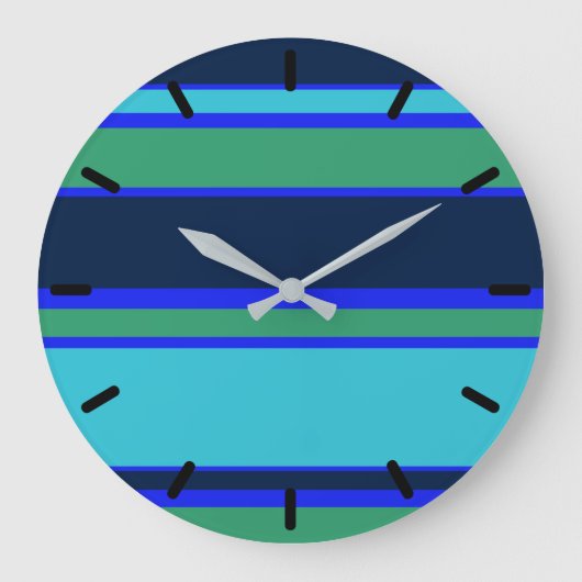 Blauwe en groene strepen grote klok (Voorkant)