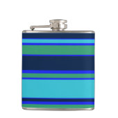 Blauwe en groene strepen heupfles (Voorkant)