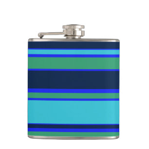 Blauwe en groene strepen heupfles