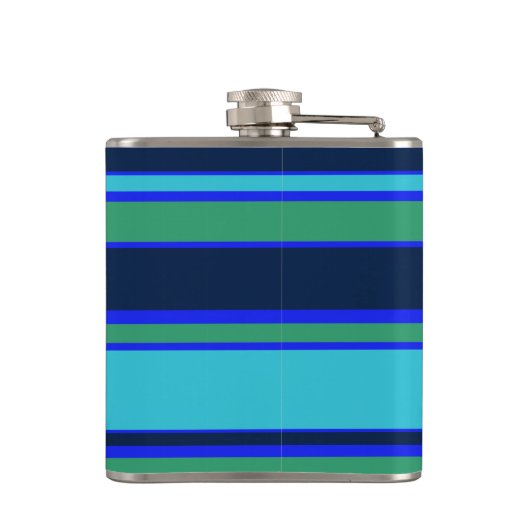 Blauwe en groene strepen heupfles (Achterkant)