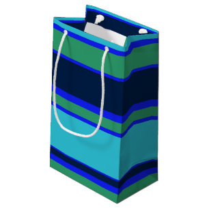 Blauwe en groene strepen klein cadeauzakje