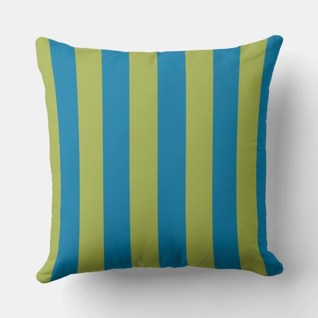 Blauwe en groene strepen kussen (Achterkant)