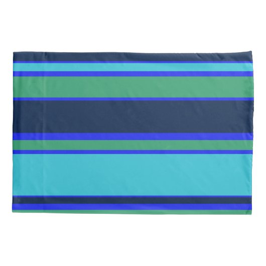 Blauwe en groene strepen kussensloop (Achterkant)