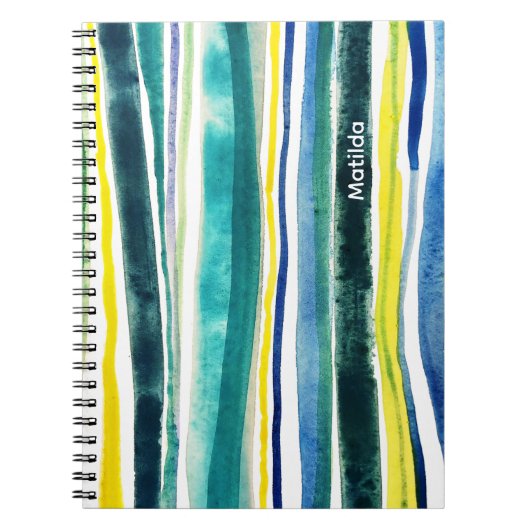 Blauwe en groene strepen notitieboek (Voorkant)