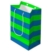 Blauwe en groene strepen ontwerp medium cadeauzakje (Voorkant Gekanteld)