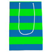 Blauwe en groene strepen ontwerp medium cadeauzakje (Achterkant)
