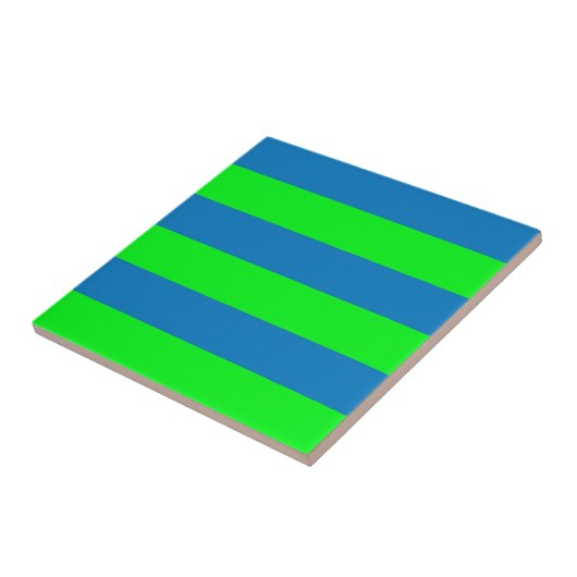 Blauwe en groene strepen ontwerp tegeltje (Zijkant)