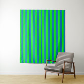 Blauwe en groene strepen ontwerp wandkleed (In situ)
