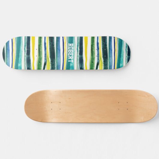 Blauwe en groene strepen persoonlijk skateboard (Horizontaal)