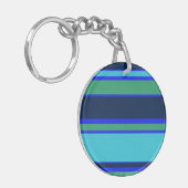 Blauwe en groene strepen sleutelhanger (Voorkant Links)
