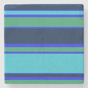 Blauwe en groene strepen stenen onderzetter
