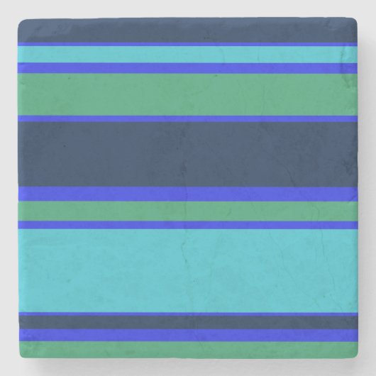 Blauwe en groene strepen stenen onderzetter (Voorkant)