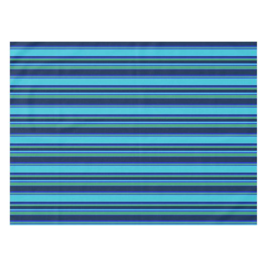 Blauwe en groene strepen tafelkleed (Voorkant (Horizontaal))