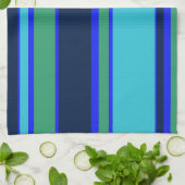 Blauwe en groene strepen theedoek (Gevouwen)