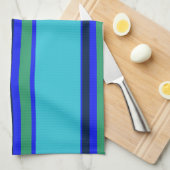 Blauwe en groene strepen theedoek (Quarter Fold)