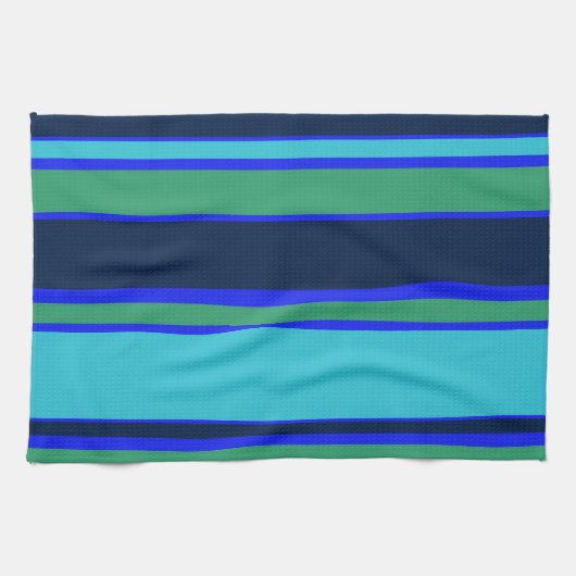 Blauwe en groene strepen theedoek (Horizontaal)