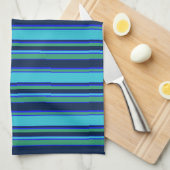 Blauwe en groene strepen theedoek (Quarter Fold)