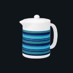 Blauwe en groene strepen theepot<br><div class="desc">Blauwe en groene strepen</div>