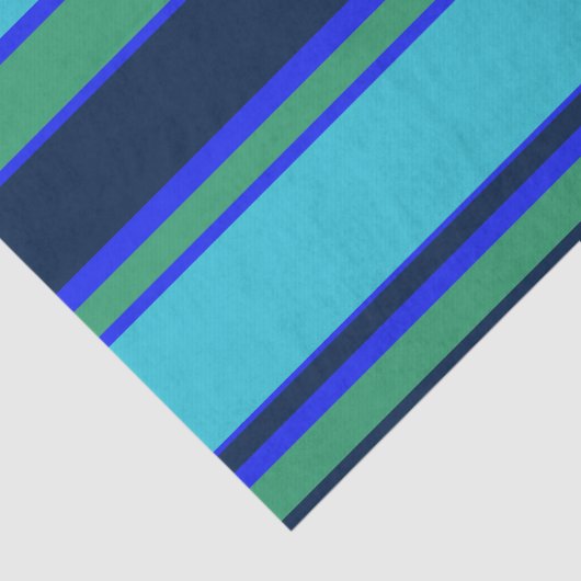 Blauwe en groene strepen tissuepapier (Detail)