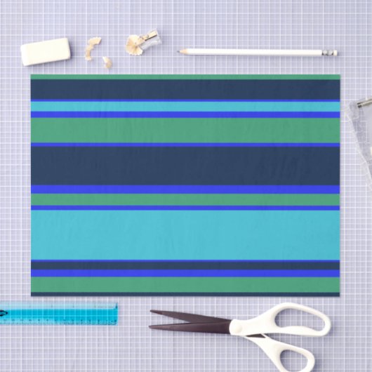 Blauwe en groene strepen tissuepapier (Craft)