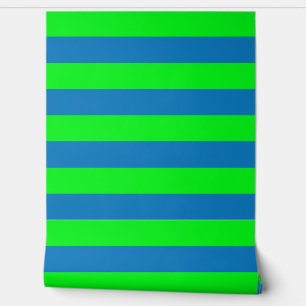 Blauwe en groene strepen Wall Decor Behang
