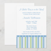 Blauwe en groene Stripe Baby Boy Shower-uitnodigin Kaart (Voorkant / Achterkant)