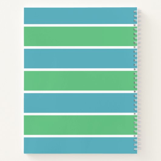 Blauwe en groene stripjes notebook notitieboek (Achterkant)