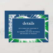 Blauwe en groene stropdas Dye Mitswa Details Recep Informatiekaartje (Voorkant / Achterkant)