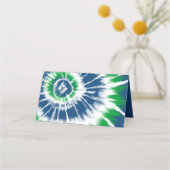 Blauwe en groene stropdas kleurstof gepersonalisee plaatskaartje (Achterkant)