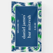 Blauwe en groene stropdas kleurstof gepersonalisee spandoek (Verticaal)