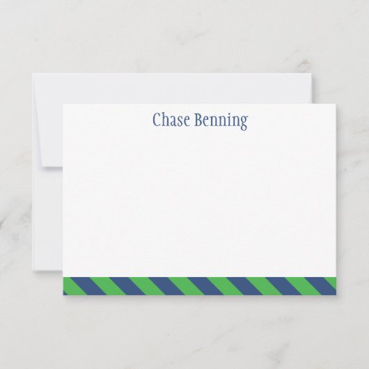 Blauwe en groene Stropdas Stripes - Aangepaste not Bedankkaart (Voorkant)
