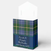 Blauwe en groene taarkleurige taardenbruiloft bedankdoosjes (Geopend)