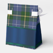 Blauwe en groene taarkleurige taardenbruiloft bedankdoosjes (Achterkant)