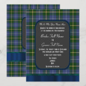 Blauwe en groene taarkleurige taardenbruiloft kaart (Voorkant / Achterkant)