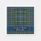 Blauwe en groene taarkleurige taardenbruiloft servetten (Voorkant)