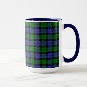 Blauwe en groene tartan mok
