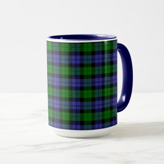 Blauwe en groene tartan mok (Voorkant rechts)