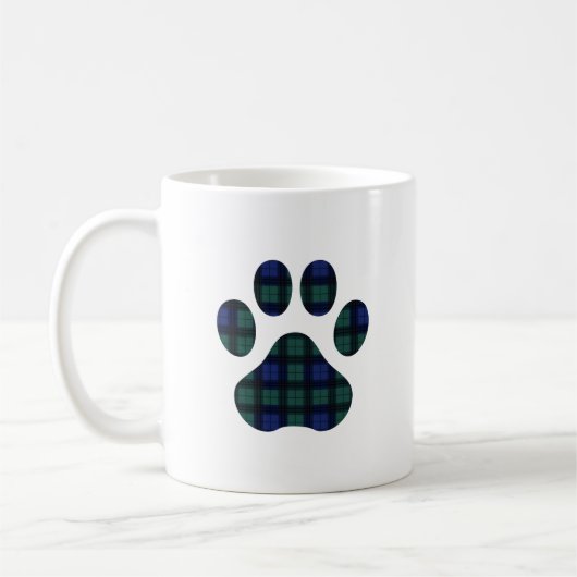 Blauwe en groene Tartan Pset Dog Paw-Mok Koffiemok (Links)
