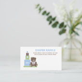 Blauwe en groene Teddy Bear Baby shower Diaper Raf Informatiekaartje (Staand voorkant)