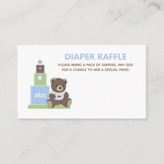 Blauwe en groene Teddy Bear Baby shower Diaper Raf Informatiekaartje (Voorkant)