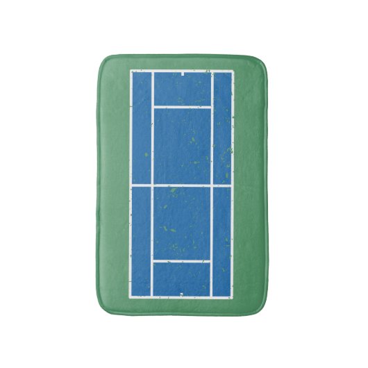 Blauwe en groene Tennis Court Verstoorde stijl Badmat (Voorkant Verticaal)