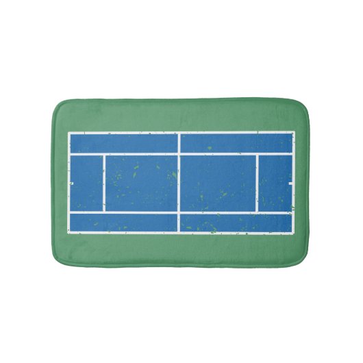 Blauwe en groene Tennis Court Verstoorde stijl Badmat (Voorkant)