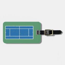 Blauwe en groene Tennis Court Verstoorde stijl Bagagelabel