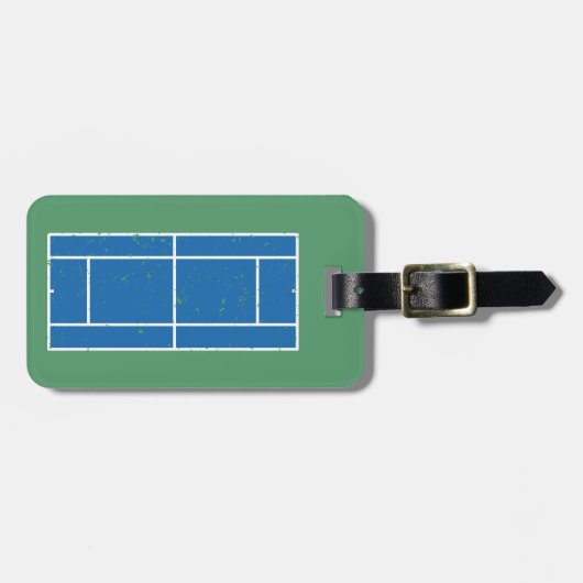 Blauwe en groene Tennis Court Verstoorde stijl Bagagelabel (Voorkant horizontaal)