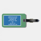 Blauwe en groene Tennis Court Verstoorde stijl Bagagelabel (Achterkant horizontaal)