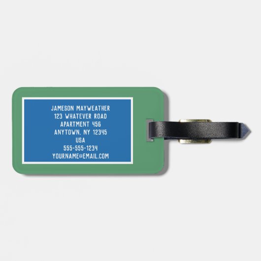 Blauwe en groene Tennis Court Verstoorde stijl Bagagelabel (Achterkant horizontaal)