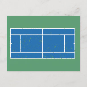 Blauwe en groene Tennis Court Verstoorde stijl Briefkaart