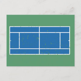 Blauwe en groene Tennis Court Verstoorde stijl Briefkaart