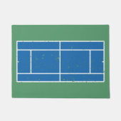 Blauwe en groene Tennis Court Verstoorde stijl Deurmat (Voorkant)