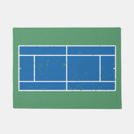 Blauwe en groene Tennis Court Verstoorde stijl Deurmat